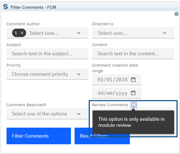Review Comments = this option is only available in module review
